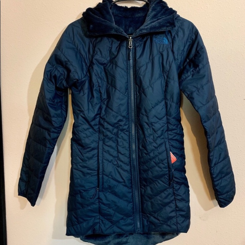 Reversible Navy Blue North Face Parka